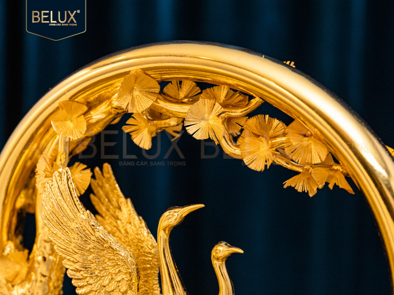 Tương Tùng Hạc Diên Niên Dát Vàng 24k 20×16.5x24cm